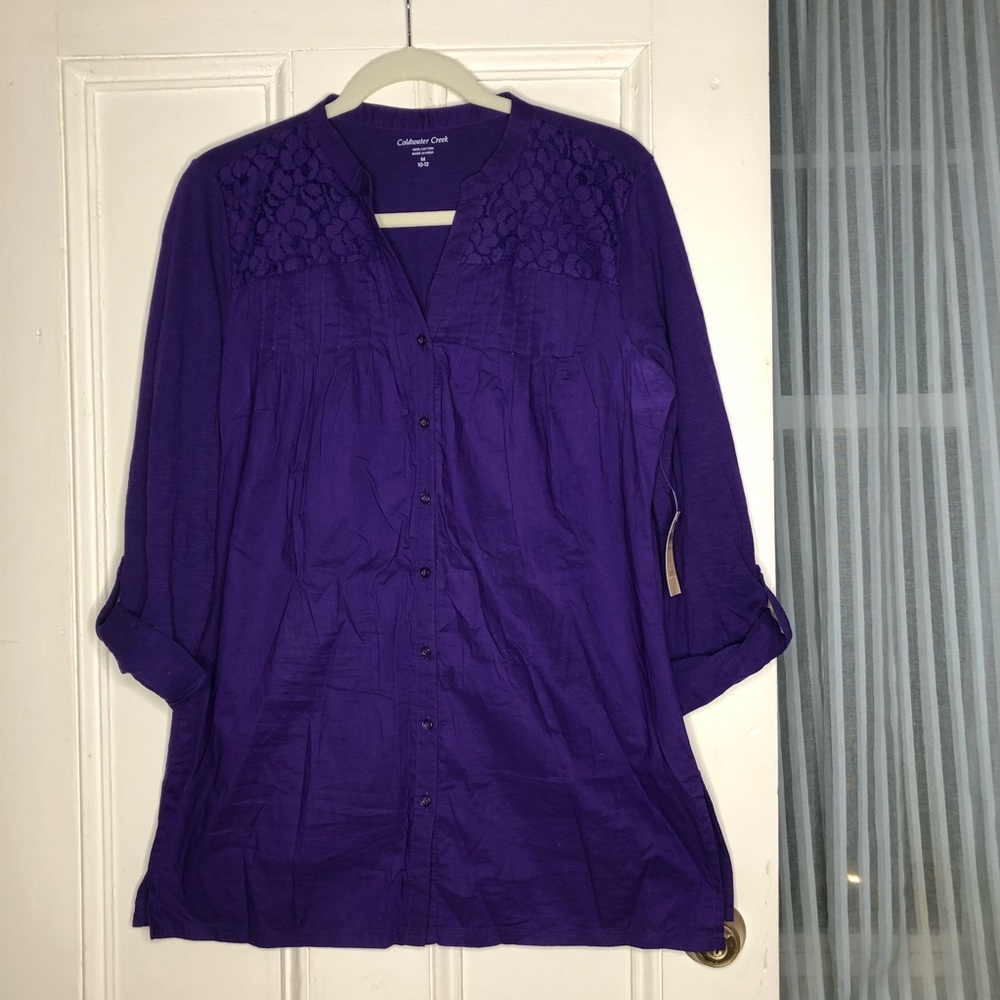 Coldwater Creek Purple Button Down Top